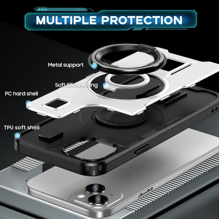 Ring Holder Carbon Fiber PC Hybrid TPU Phone Case, For iPhone 15 Plus / 14 Plus, For iPhone 15, For iPhone 14 / 13