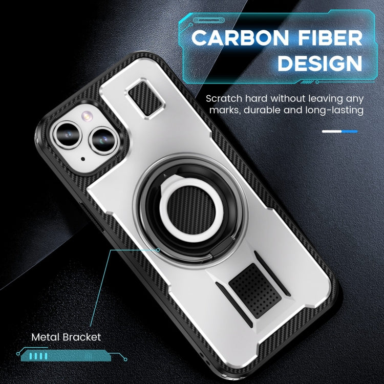 Ring Holder Carbon Fiber PC Hybrid TPU Phone Case, For iPhone 15 Plus / 14 Plus, For iPhone 15, For iPhone 14 / 13
