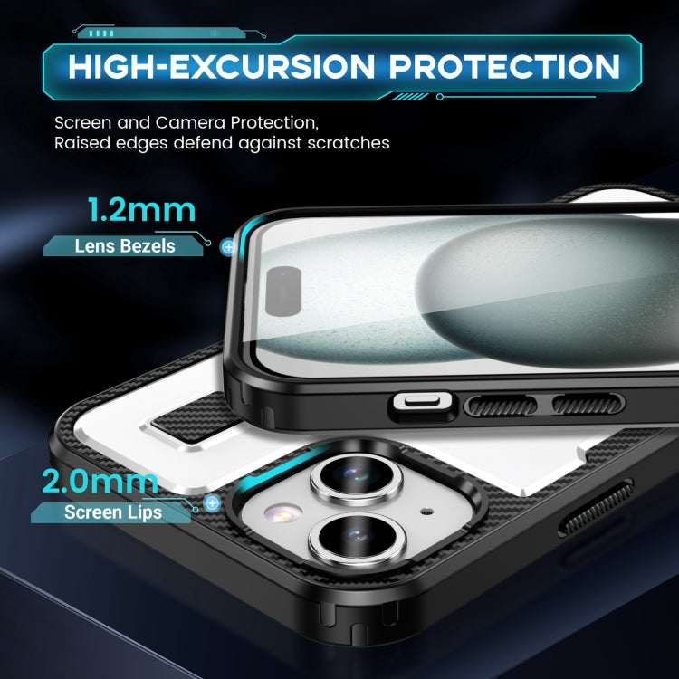 Ring Holder Carbon Fiber PC Hybrid TPU Phone Case, For iPhone 15 Plus / 14 Plus, For iPhone 15, For iPhone 14 / 13