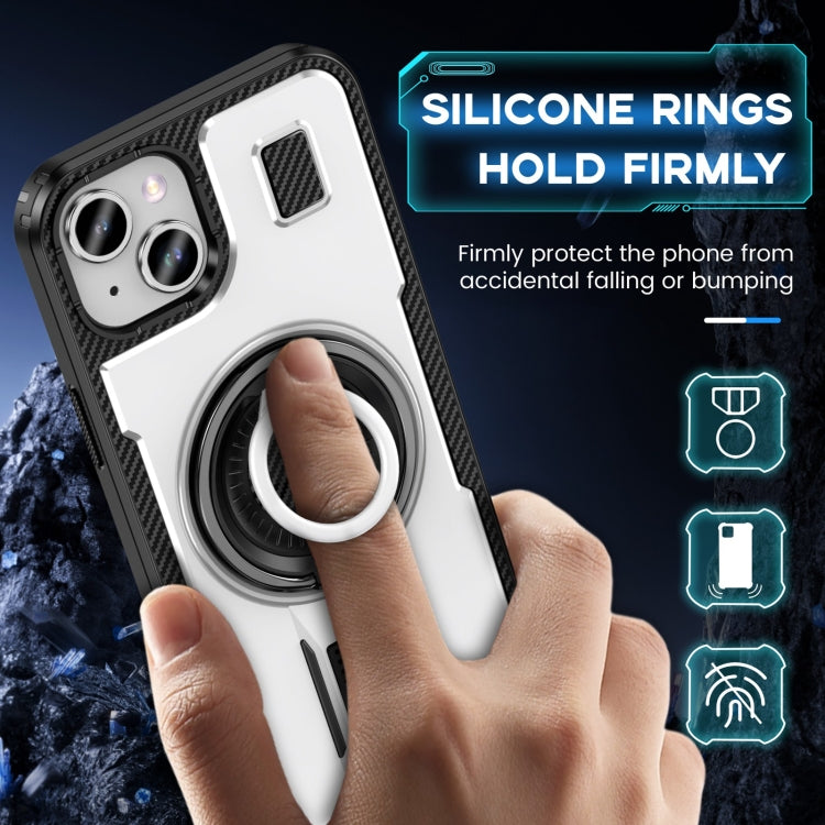 Ring Holder Carbon Fiber PC Hybrid TPU Phone Case, For iPhone 15 Plus / 14 Plus, For iPhone 15, For iPhone 14 / 13