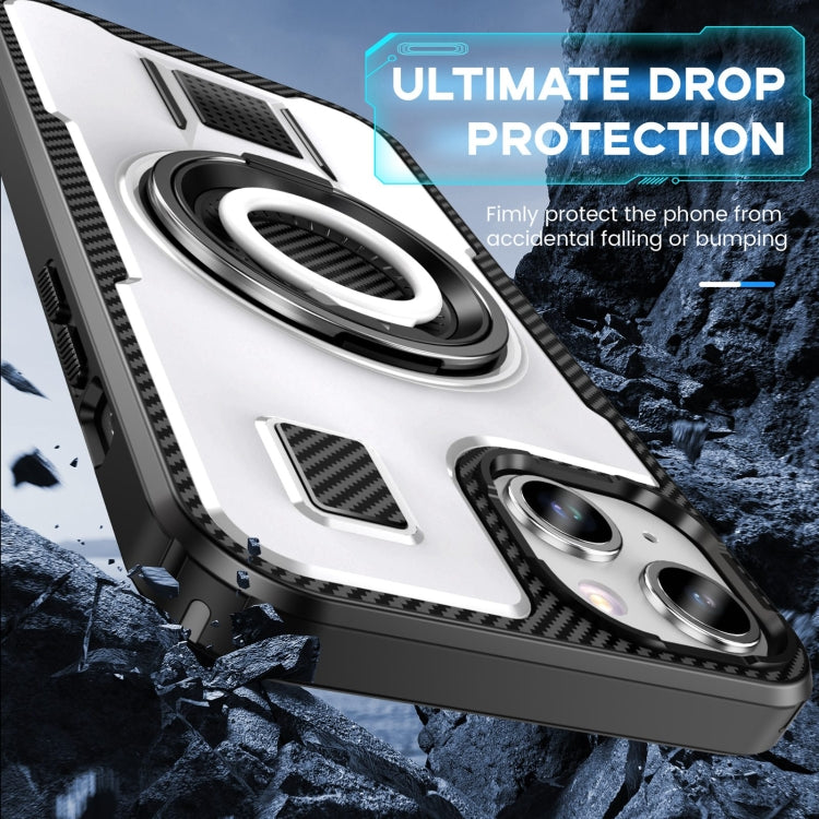 Ring Holder Carbon Fiber PC Hybrid TPU Phone Case, For iPhone 15 Plus / 14 Plus, For iPhone 15, For iPhone 14 / 13