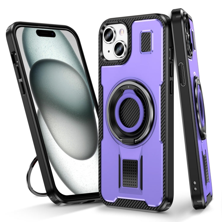 Ring Holder Carbon Fiber PC Hybrid TPU Phone Case, For iPhone 15 Plus / 14 Plus, For iPhone 15, For iPhone 14 / 13