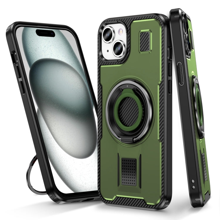 Ring Holder Carbon Fiber PC Hybrid TPU Phone Case, For iPhone 15 Plus / 14 Plus, For iPhone 15, For iPhone 14 / 13