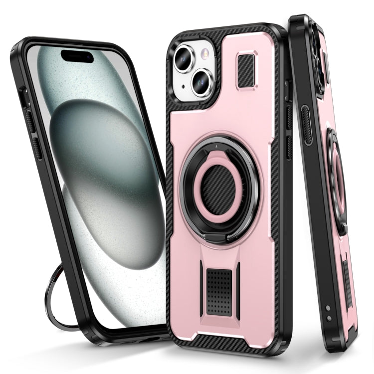 Ring Holder Carbon Fiber PC Hybrid TPU Phone Case, For iPhone 15 Plus / 14 Plus, For iPhone 15, For iPhone 14 / 13