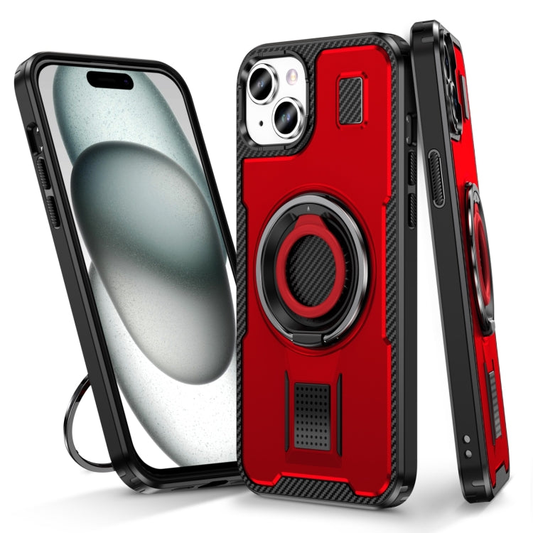 Ring Holder Carbon Fiber PC Hybrid TPU Phone Case, For iPhone 15 Plus / 14 Plus, For iPhone 15, For iPhone 14 / 13