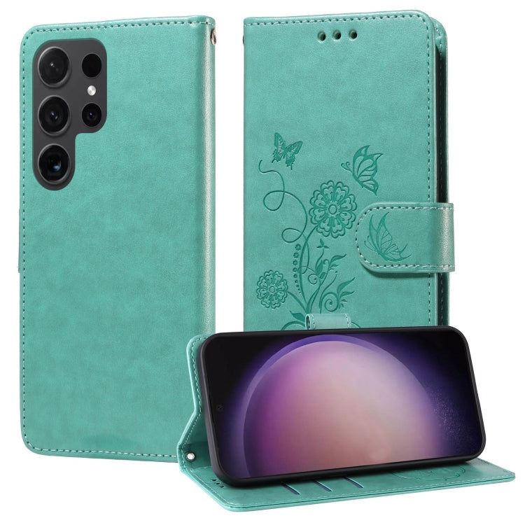Embossed Butterfly Flowers Leather Phone Case