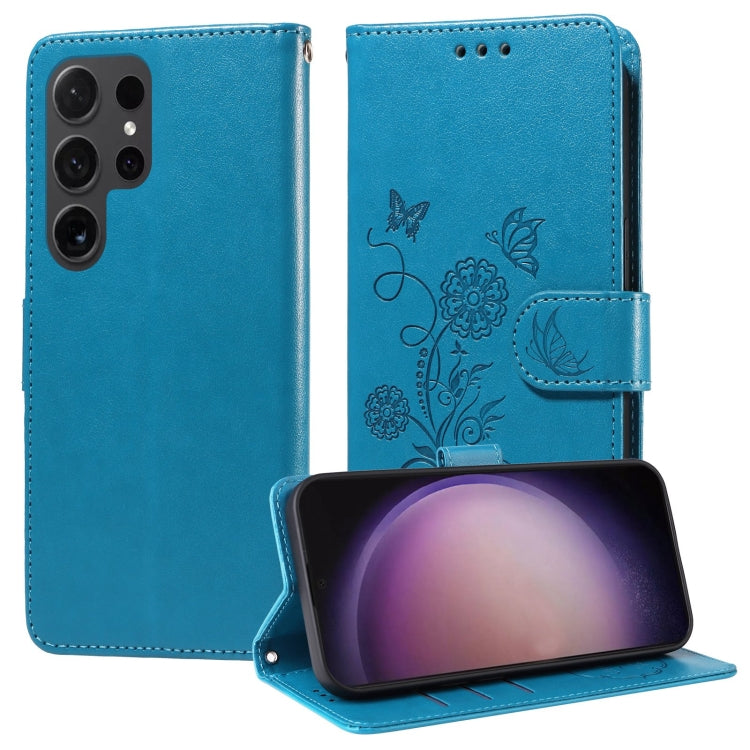 Embossed Butterfly Flowers Leather Phone Case