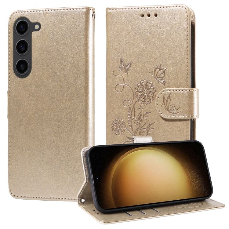 Embossed Butterfly Flowers Leather Phone Case