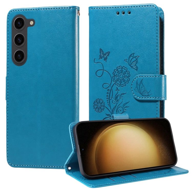 Embossed Butterfly Flowers Leather Phone Case