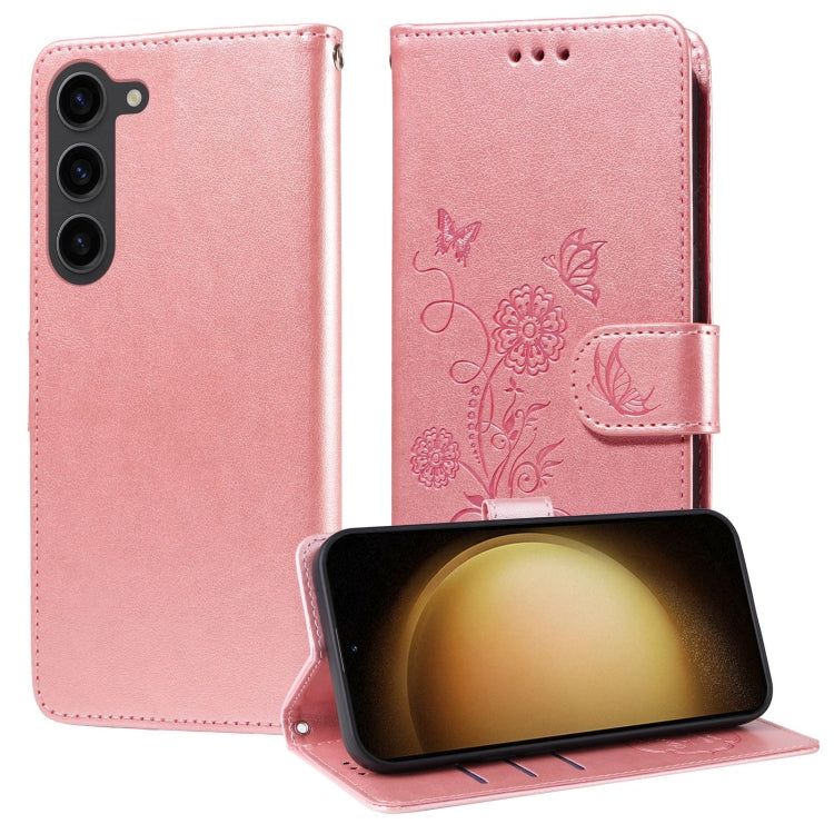 Embossed Butterfly Flowers Leather Phone Case