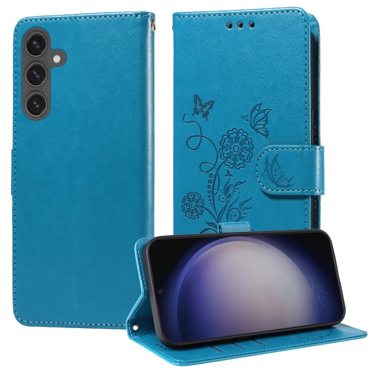 Embossed Butterfly Flowers Leather Phone Case
