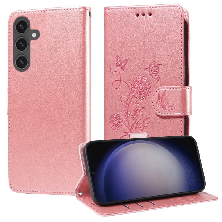 Embossed Butterfly Flowers Leather Phone Case