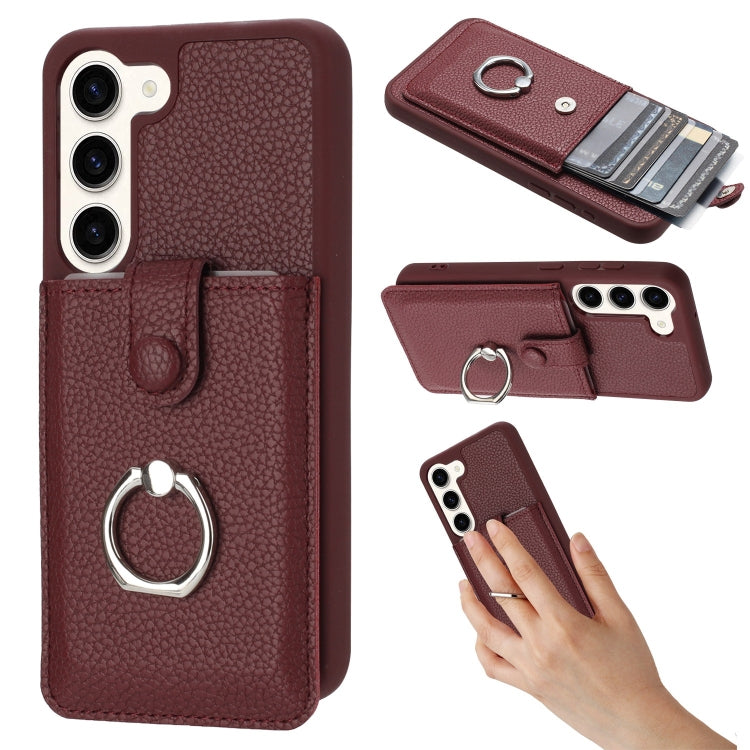 Litchi Texture Drawing Card Bag Ring Holder Phone Case, For Samsung Galaxy S23 5G, For Samsung Galaxy S22 Ultra 5G, For Samsung Galaxy S22 5G, For Samsung Galaxy S21 5G