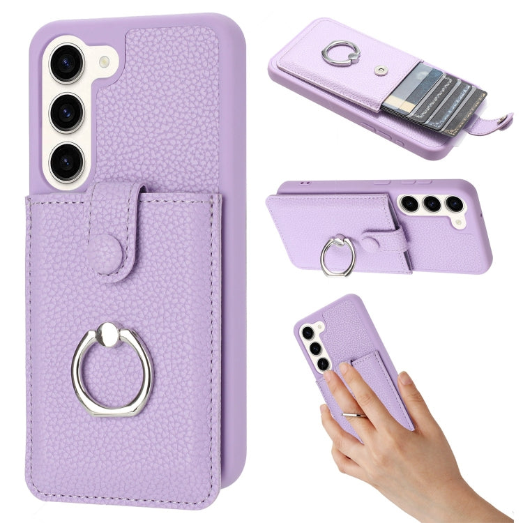 Litchi Texture Drawing Card Bag Ring Holder Phone Case, For Samsung Galaxy S23 5G, For Samsung Galaxy S22 Ultra 5G, For Samsung Galaxy S22 5G, For Samsung Galaxy S21 5G