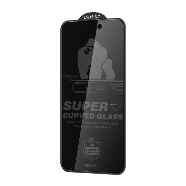 WK WTP-092 King Kong 6D Curved 28 Degree Privacy Tempered Glass Film, For iPhone 16 Pro Max, For iPhone 16 Pro, For iPhone 16 Plus / 15 Plus, For iPhone 16 / 15