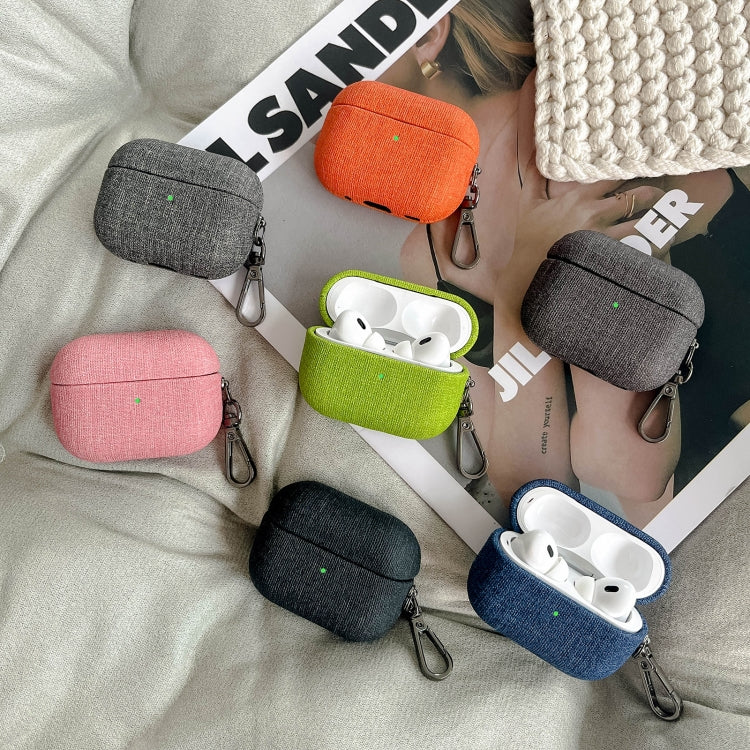 Fine Cloth Texture Earbuds Box PC Case with Hook, For AirPods Pro