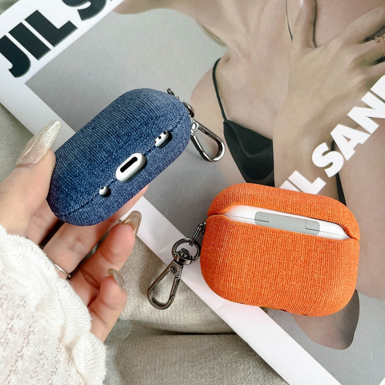 Fine Cloth Texture Earbuds Box PC Case with Hook, For AirPods Pro