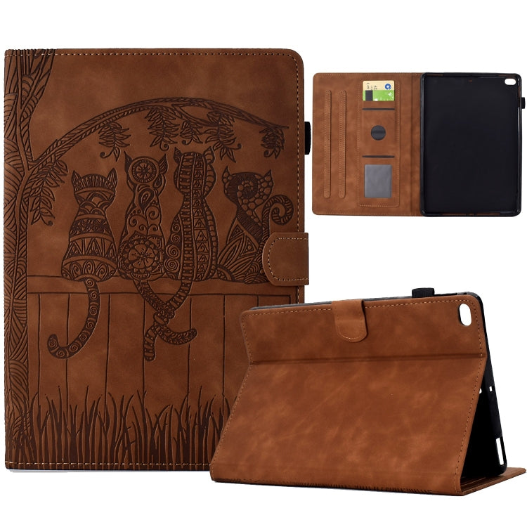 Cats Embossed Leather Smart Tablet Case, For iPad 10.2 2021 / 2020 / 10.5 2019, For iPad mini 5 / 4 / 3 / 2 / 1, For iPad Pro 9.7 / 9.7 2018 / 2017