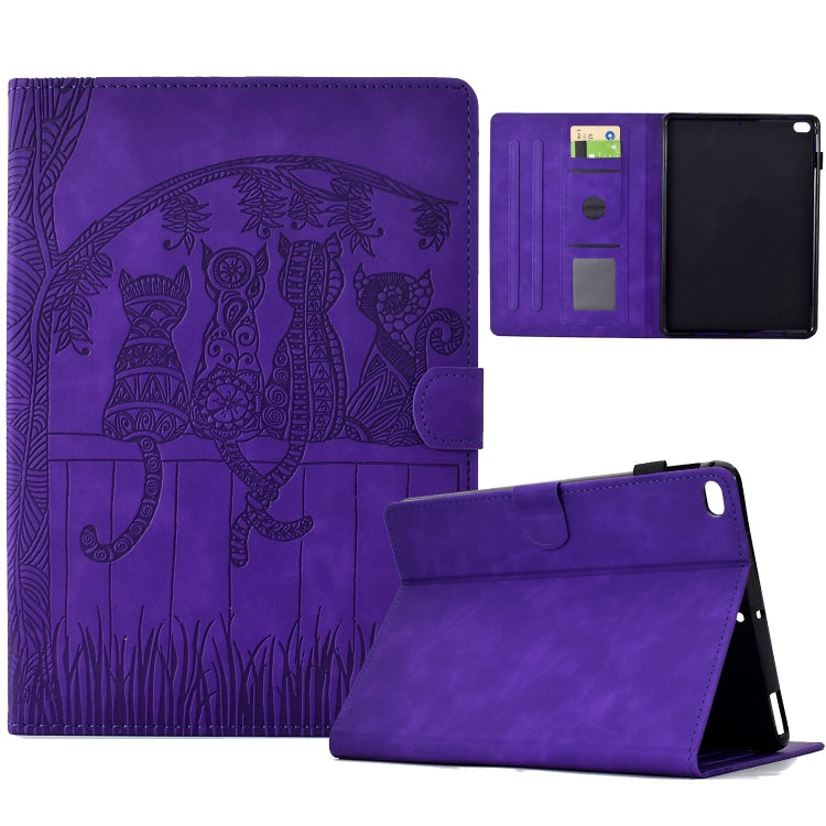Cats Embossed Leather Smart Tablet Case, For iPad 10.2 2021 / 2020 / 10.5 2019, For iPad mini 5 / 4 / 3 / 2 / 1, For iPad Pro 9.7 / 9.7 2018 / 2017