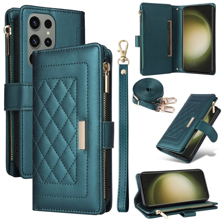 Crossbody Zipper Wallet Rhombus Leather Phone Case, For Samsung Galaxy S23 FE 5G, For Samsung Galaxy S23 Ultra 5G, For Samsung Galaxy S23+ 5G, For Samsung Galaxy S23 5G
