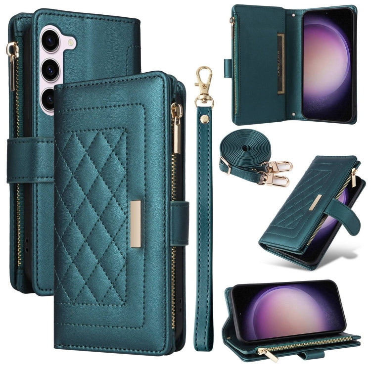 Crossbody Zipper Wallet Rhombus Leather Phone Case, For Samsung Galaxy S23 FE 5G, For Samsung Galaxy S23 Ultra 5G, For Samsung Galaxy S23+ 5G, For Samsung Galaxy S23 5G