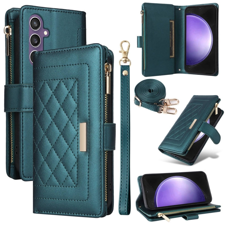 Crossbody Zipper Wallet Rhombus Leather Phone Case, For Samsung Galaxy S23 FE 5G, For Samsung Galaxy S23 Ultra 5G, For Samsung Galaxy S23+ 5G, For Samsung Galaxy S23 5G