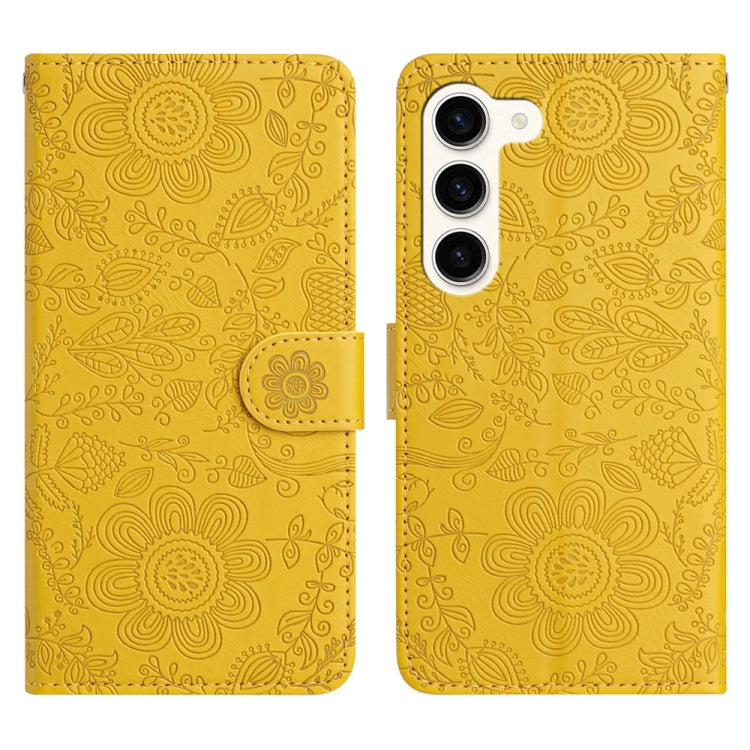 Floral Embossed Pattern Leather Phone Case, For Samsung Galaxy S23 5G, For Samsung Galaxy S22 Ultra 5G, For Samsung Galaxy S22+ 5G, For Samsung Galaxy S22 5G