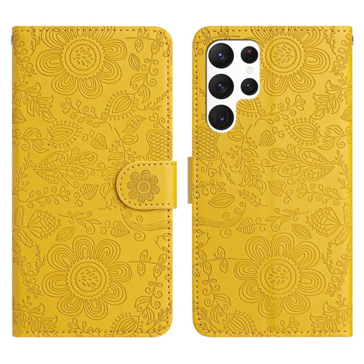 Floral Embossed Pattern Leather Phone Case, For Samsung Galaxy S23 5G, For Samsung Galaxy S22 Ultra 5G, For Samsung Galaxy S22+ 5G, For Samsung Galaxy S22 5G