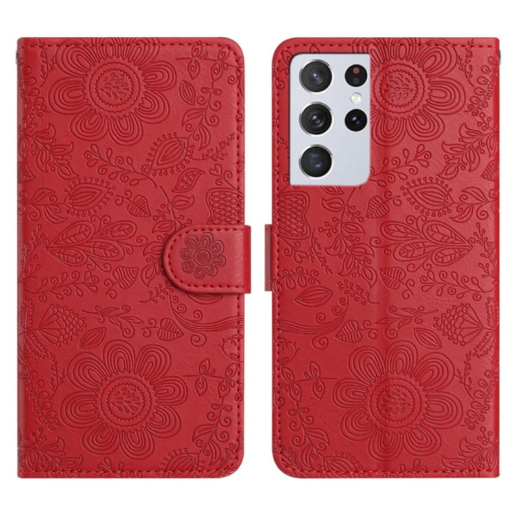 Floral Embossed Pattern Leather Phone Case, For Samsung Galaxy S21 5G, For Samsung Galaxy S21+ 5G, For Samsung Galaxy S21 Ultra 5G, For Samsung Galaxy S20 FE 5G