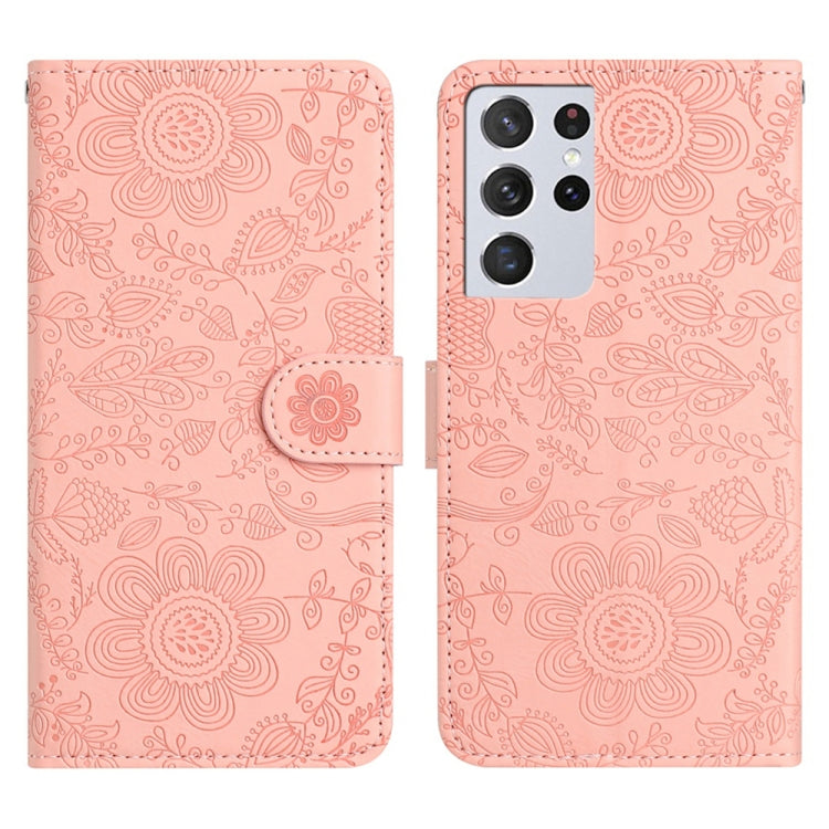 Floral Embossed Pattern Leather Phone Case, For Samsung Galaxy S21 5G, For Samsung Galaxy S21+ 5G, For Samsung Galaxy S21 Ultra 5G, For Samsung Galaxy S20 FE 5G