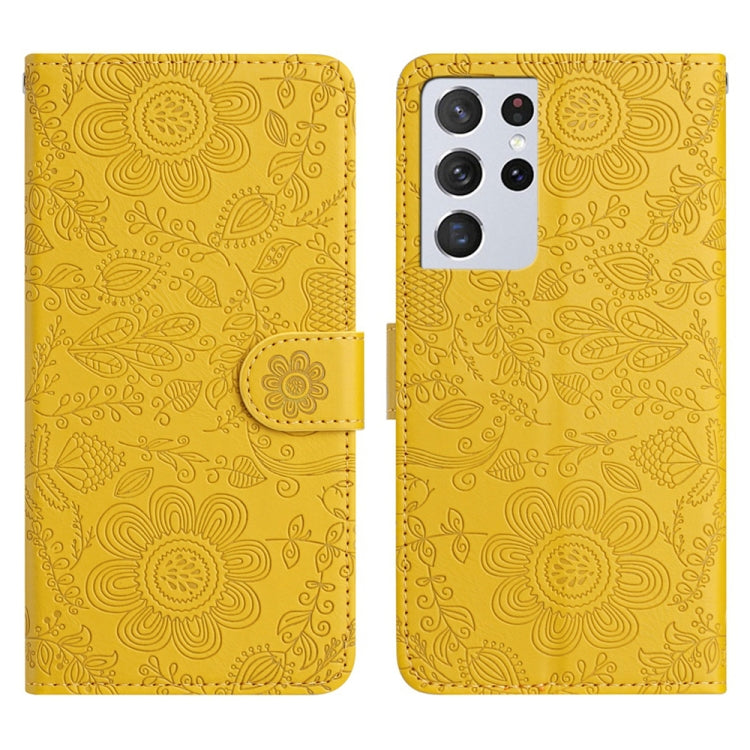 Floral Embossed Pattern Leather Phone Case, For Samsung Galaxy S21 5G, For Samsung Galaxy S21+ 5G, For Samsung Galaxy S21 Ultra 5G, For Samsung Galaxy S20 FE 5G