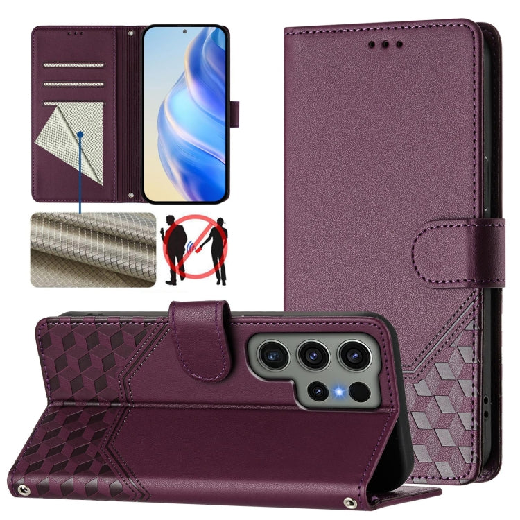 Honeycomb Embossing RFID Leather Phone Case