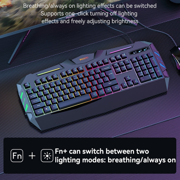 Yesido KB21 104-key 1.5m USB Wired Keyboard with Breathing Light