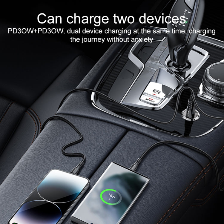 Yesido Y69 PD30W Dual USB-C / Type-C Zinc Alloy Mini Car Charger
