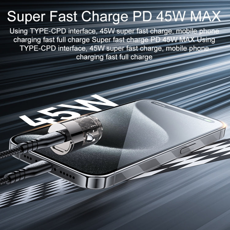 Yesido Y67 PD45W Single USB-C / Type-C Zinc Alloy Mini Car Charger