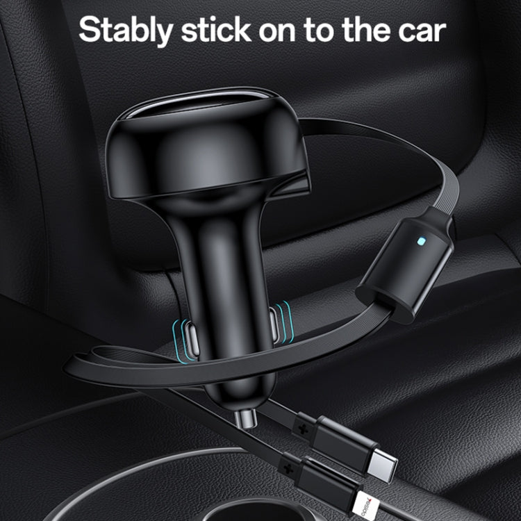 Yesido Y61 53W Type-C + 8 Pin Retractable Cable 3 in 1 Car Charger