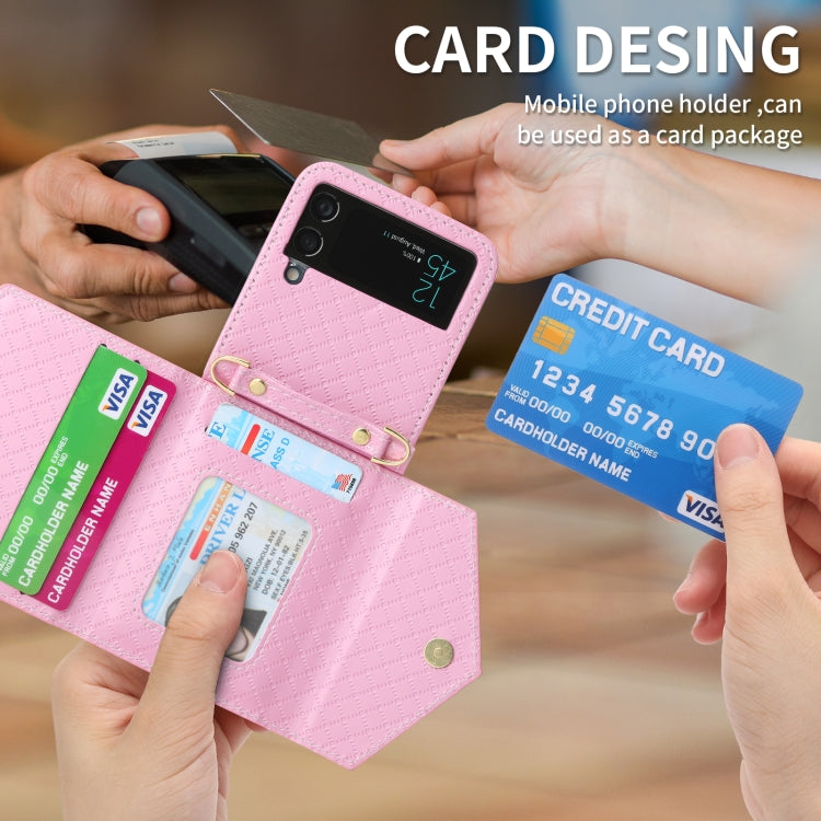 POLA Grid Texture Multi-Card Slots Zipper Wallet Phone Case