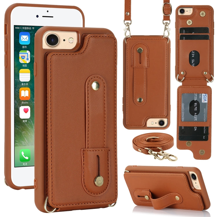 Wristband Vertical Flip Wallet Back Cover Phone Case with Long Lanyard, For iPhone 15 Pro Max, For iPhone 15, For iPhone SE 2022 / 2020 / 8, For iPhone XS Max