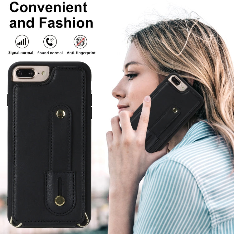 Wristband Vertical Flip Wallet Back Cover Phone Case with Long Lanyard