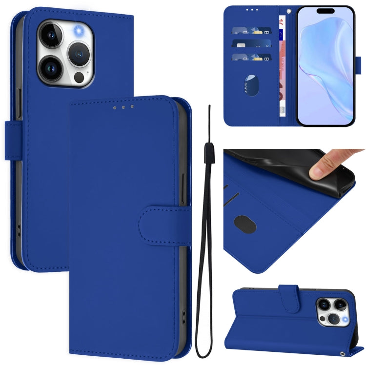 Skin Feel Solid Color Leather Phone Case with Lanyard
