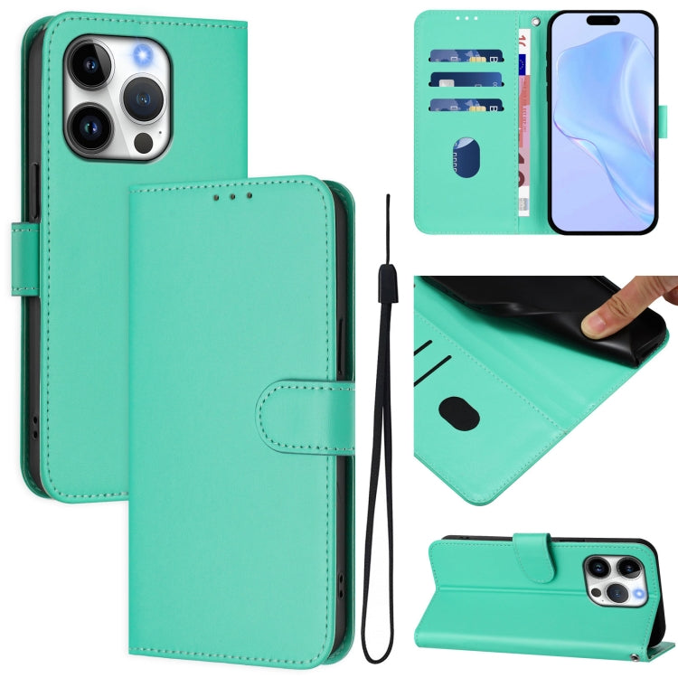 Skin Feel Solid Color Leather Phone Case with Lanyard