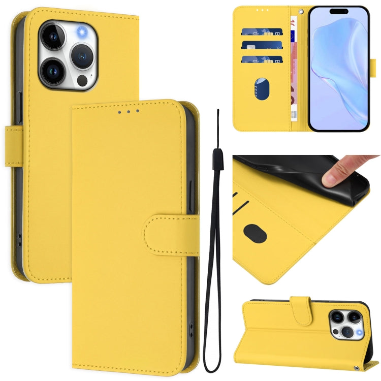 Skin Feel Solid Color Leather Phone Case with Lanyard