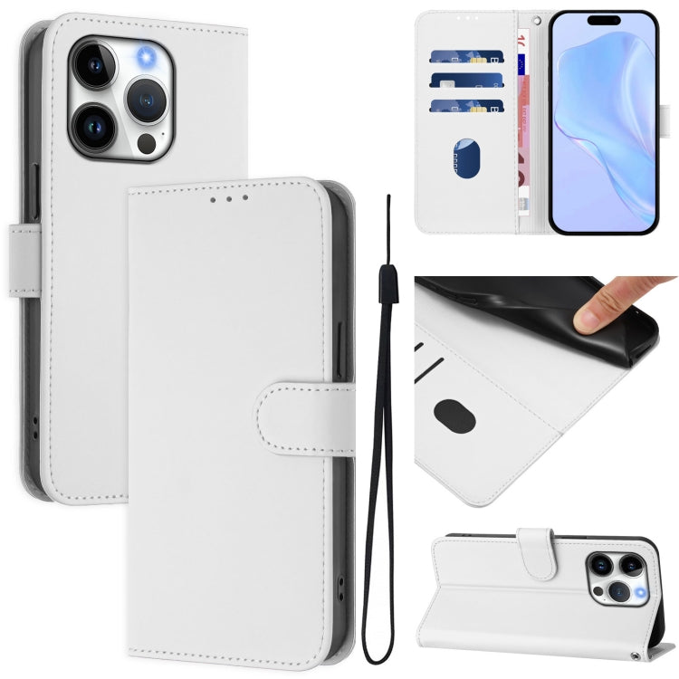 Skin Feel Solid Color Leather Phone Case with Lanyard