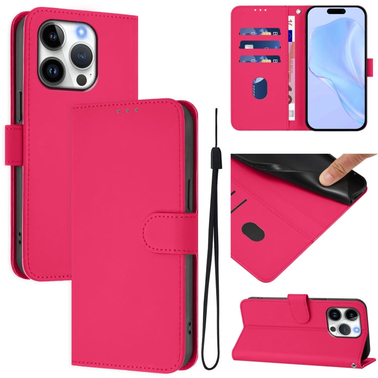 Skin Feel Solid Color Leather Phone Case with Lanyard