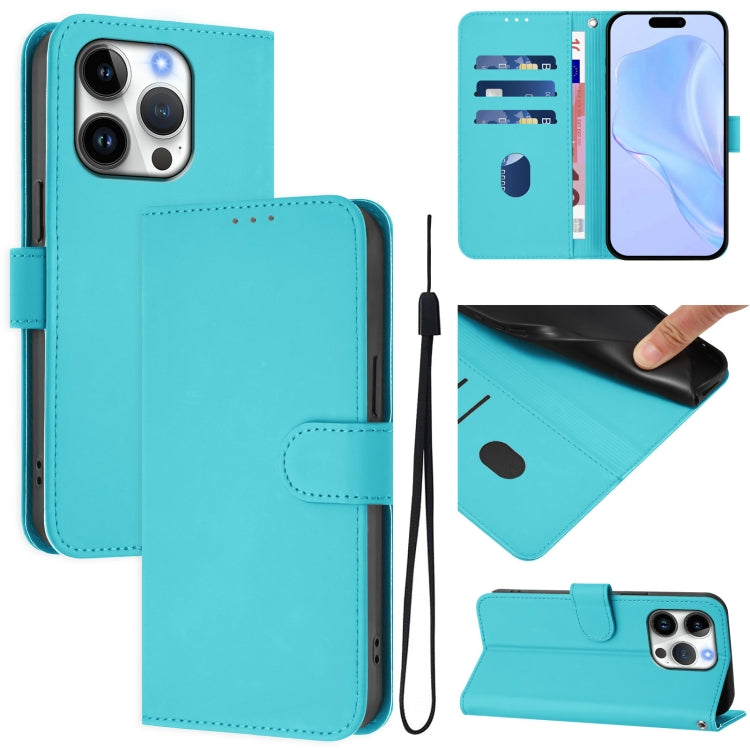 Skin Feel Solid Color Leather Phone Case with Lanyard