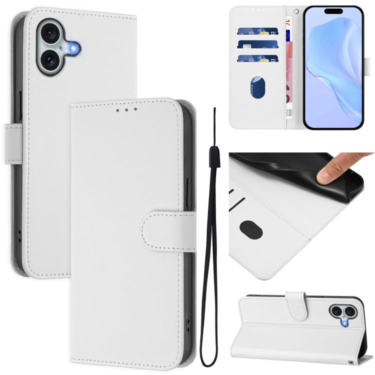 Skin Feel Solid Color Leather Phone Case with Lanyard