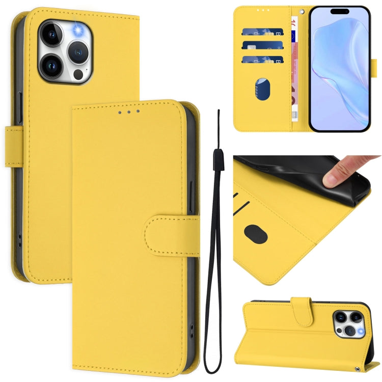 Skin Feel Solid Color Leather Phone Case with Lanyard