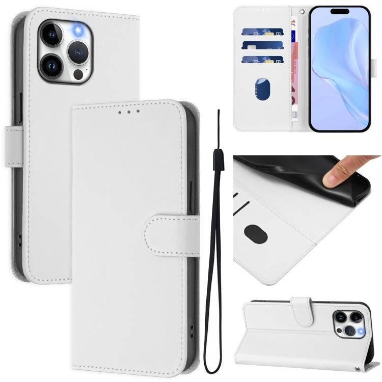 Skin Feel Solid Color Leather Phone Case with Lanyard