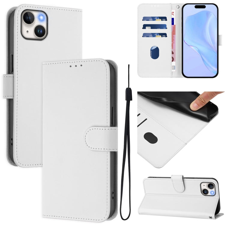 Skin Feel Solid Color Leather Phone Case with Lanyard