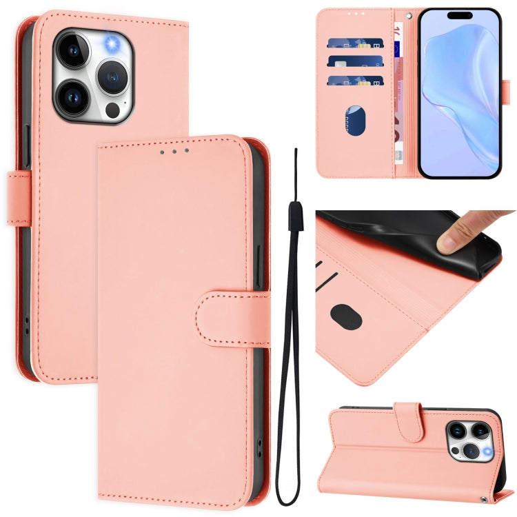 Skin Feel Solid Color Leather Phone Case with Lanyard